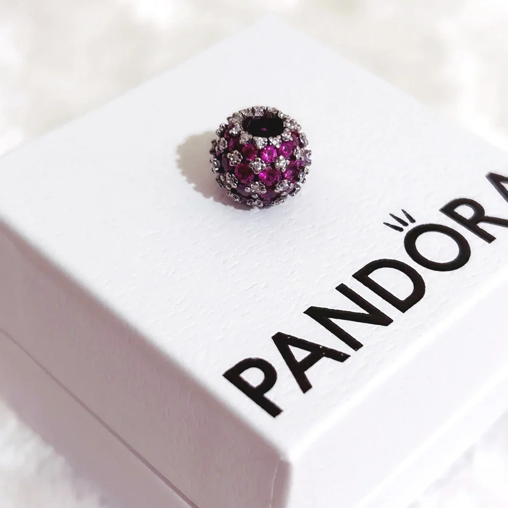 PANDORA Sparkling Pavé Round Pink Charm w/box - Picture 4 of 11
